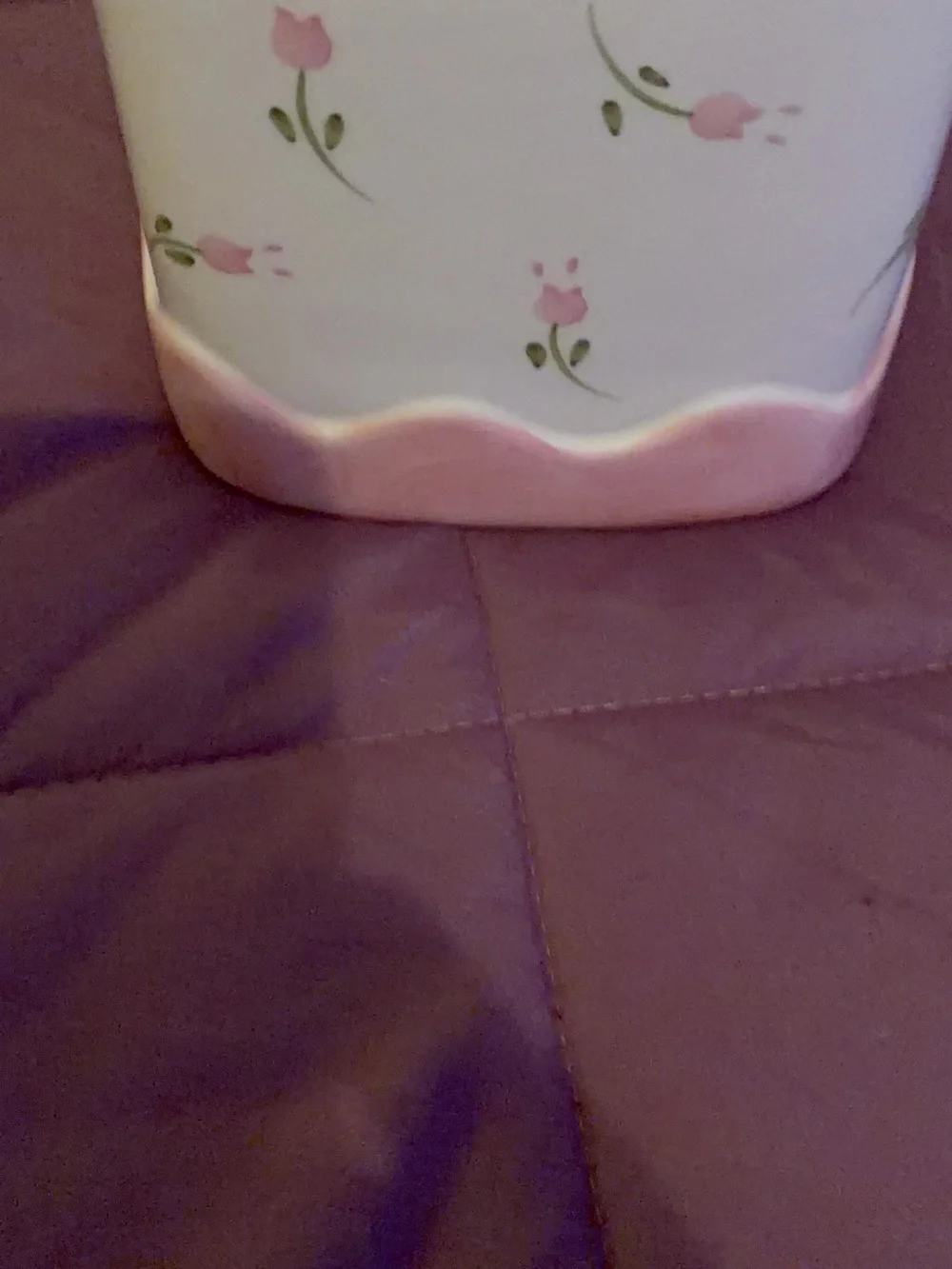 Ceramic Pink Floral Tissue Box Cover - White & Pink